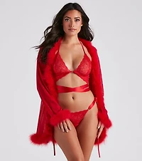 Sultry Allure Satin Lace Bra And Panty Set