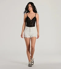 Attention Getter V-Neck Sheer Mesh Bodysuit
