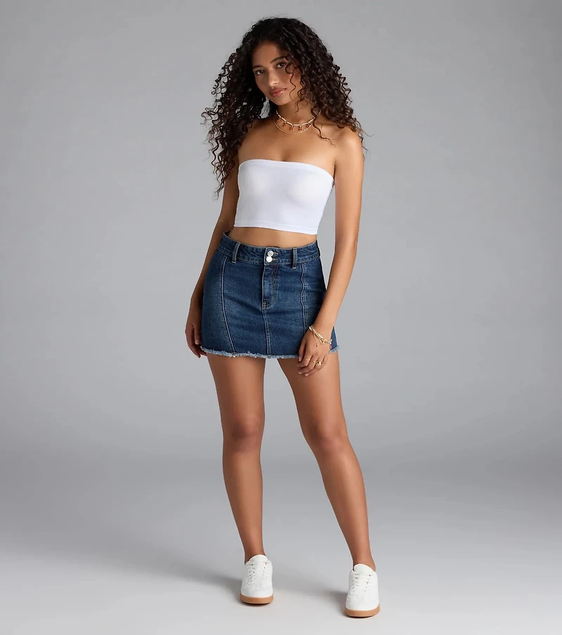 Casual Staple Ribbed Knit Bandeau Top