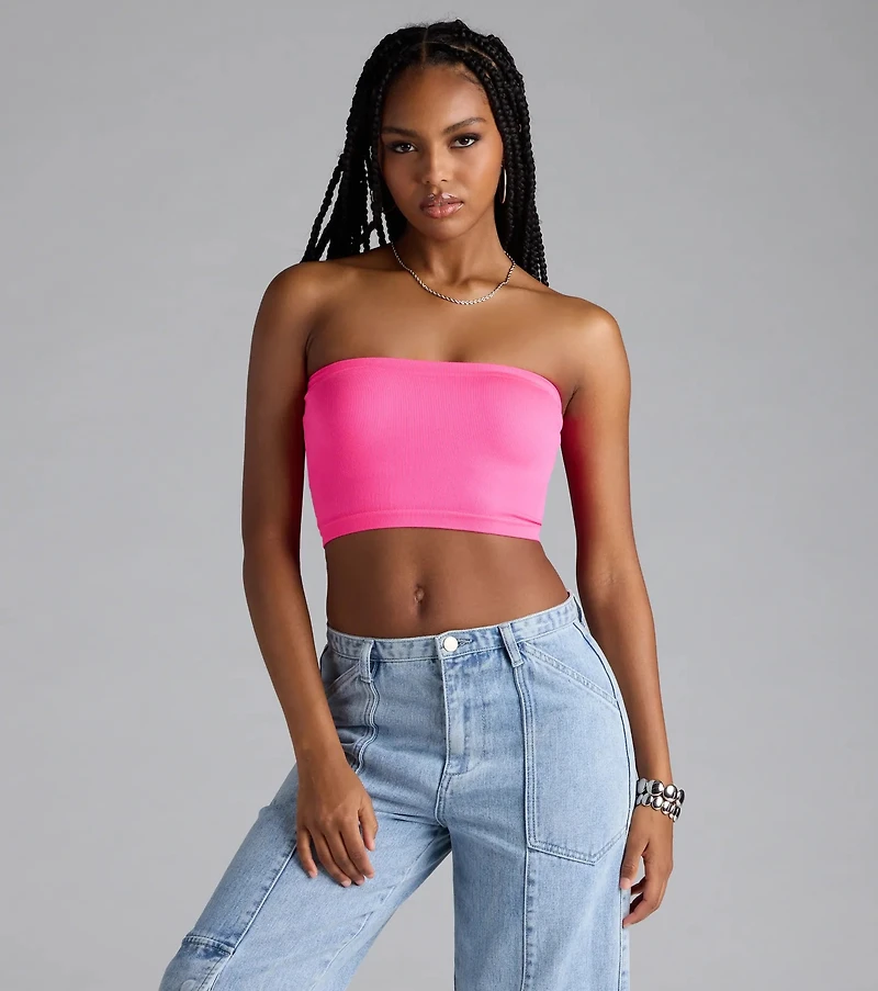 Major Fave Ribbed Knit Bandeau Top