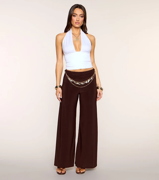Low Key Icon Rib Knit Halter Crop Top