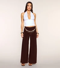 Low Key Icon Rib Knit Halter Crop Top
