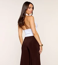 Low Key Icon Rib Knit Halter Crop Top