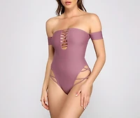 Off The Shoulder Sassy Straps One Piece Swimsuit