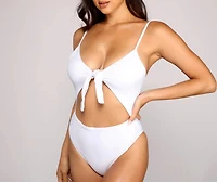 Sealed With Glam Tie Front One Piece Swimsuit