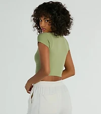 Sweetest Basic V-Neck Ruched Crop Top