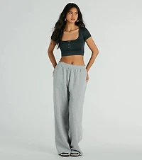 Perfect Muse Short Sleeve Henley Crop Top