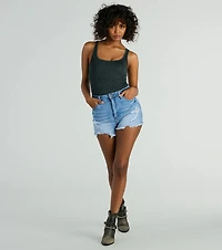 Simply Effortless Square Neck Rib Knit Bodysuit