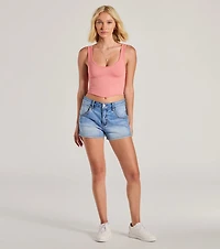 Adorable Basic Scoop Neck Seamless Crop Top