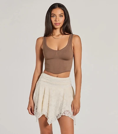 Adorable Basic Scoop Neck Seamless Crop Top