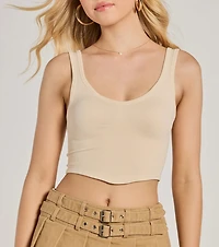 Adorable Basic Scoop Neck Seamless Crop Top