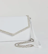 Chic Shimmer Rhinestone Trim Envelope Clutch