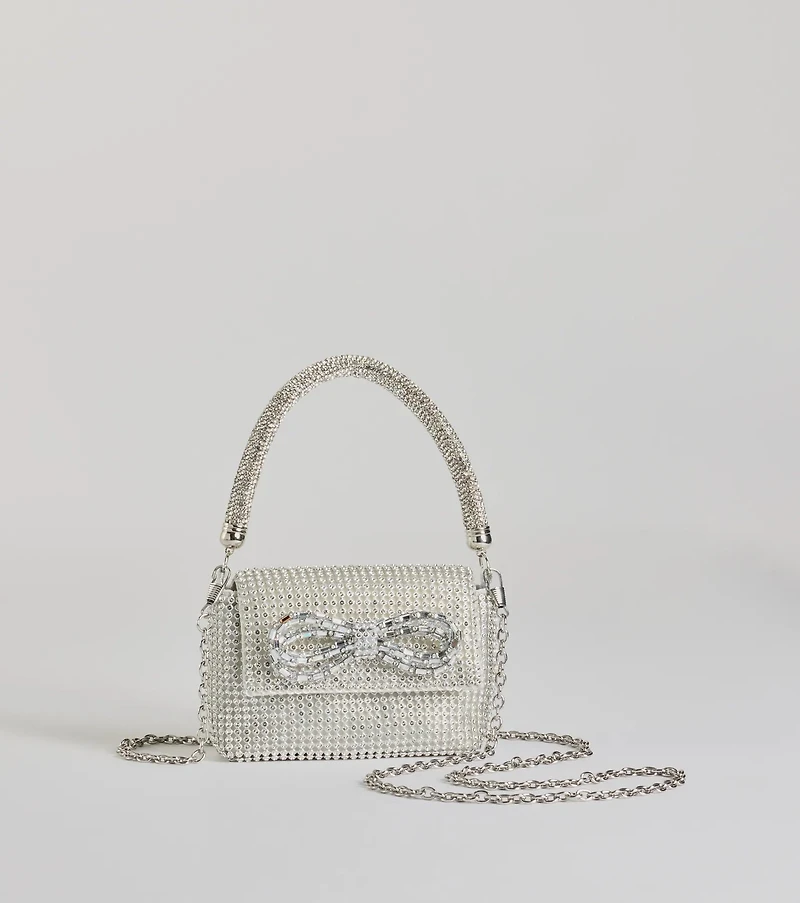 Glittering Aesthetic Rhinestone Bow Mini Purse