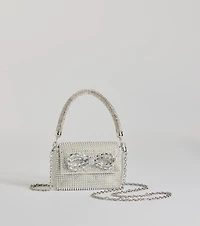 Glittering Aesthetic Rhinestone Bow Mini Purse