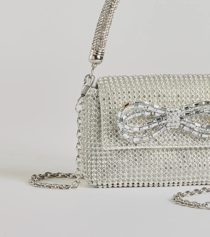 Glittering Aesthetic Rhinestone Bow Mini Purse