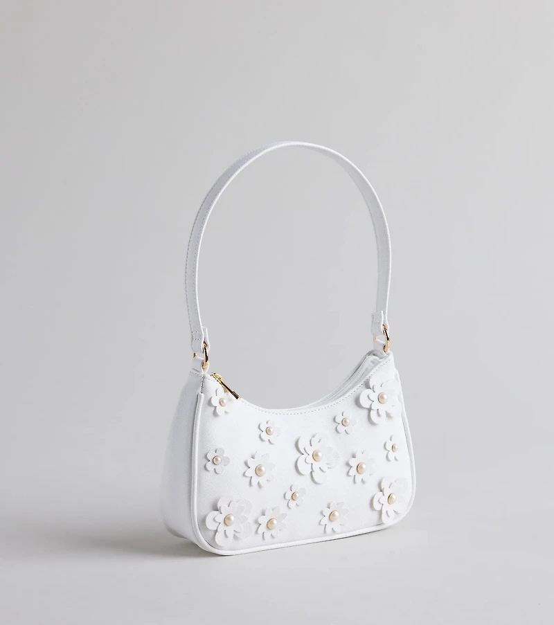 Polished Blooms Flower Pearl Shoulder Bag