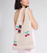 Simply Sweet Cherry Crochet Knit Tote Bag