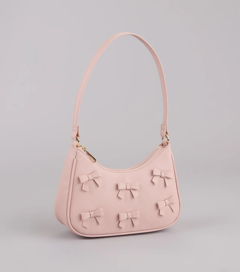Poised Cuteness Bow Saffiano Shoulder Bag