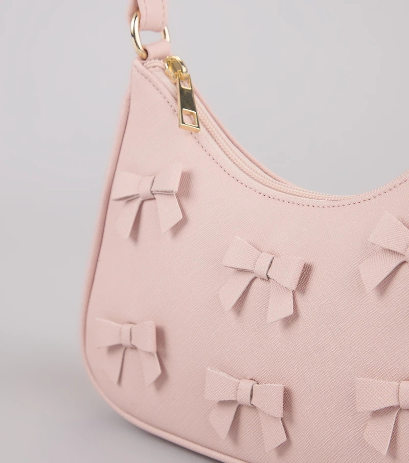 Poised Cuteness Bow Saffiano Shoulder Bag