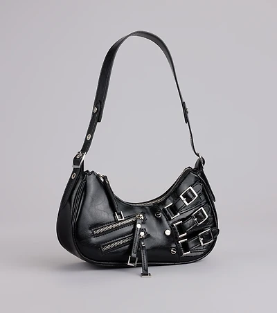Handle With Attitude Buckle Shoulder Bag