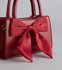 Tres Chic Tulle Bow Faux Leather Handbag