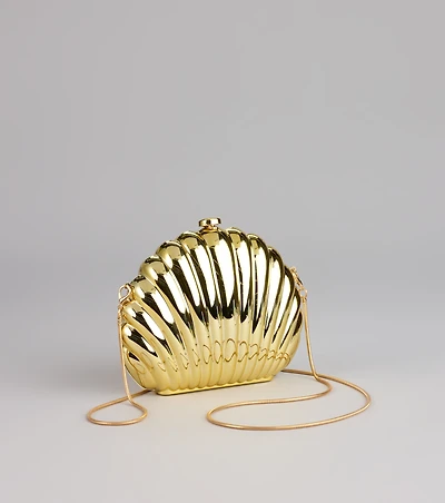 Shoreline Shine Metal Shell Clutch
