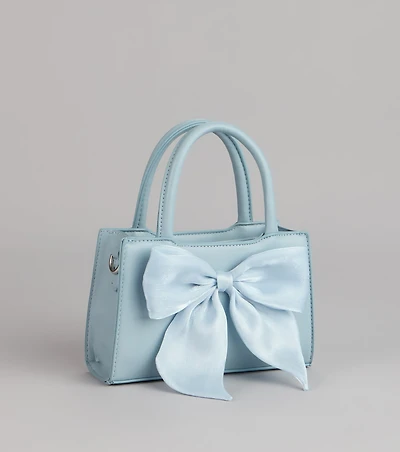 Tres Chic Tulle Bow Faux Leather Handbag