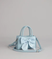 Tres Chic Tulle Bow Faux Leather Handbag