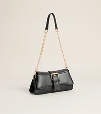 Sleek Finish Faux Leather Shoulder Bag