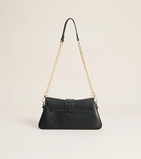 Sleek Finish Faux Leather Shoulder Bag
