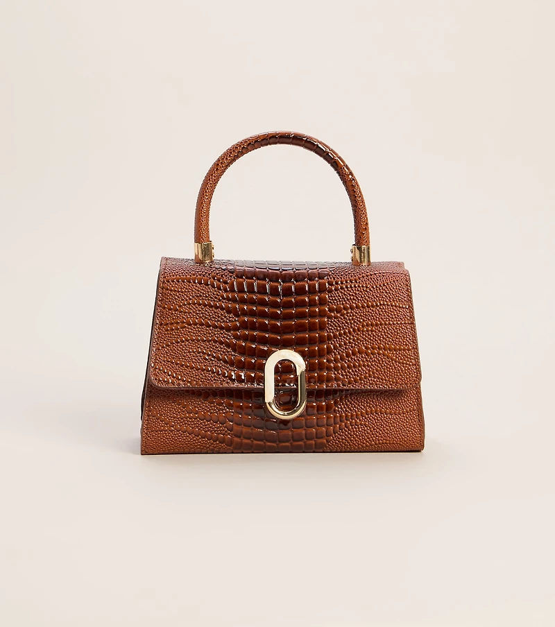 Handle The Day Croc Embossed Handbag