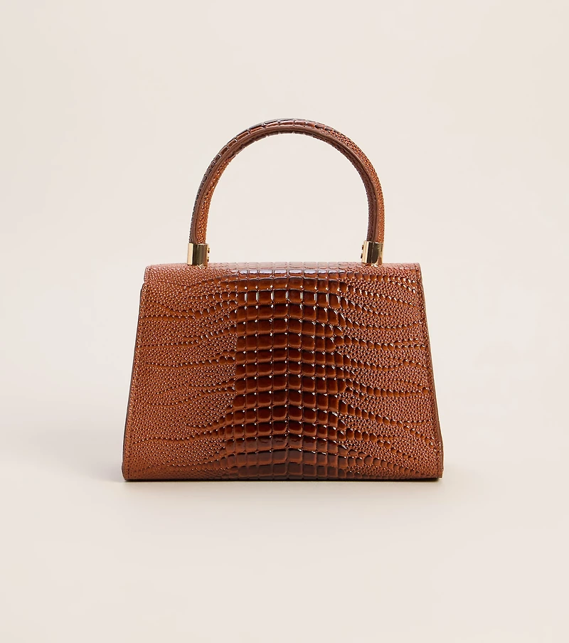 Handle The Day Croc Embossed Handbag