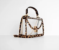 Leopard Trim Clear Mini Purse