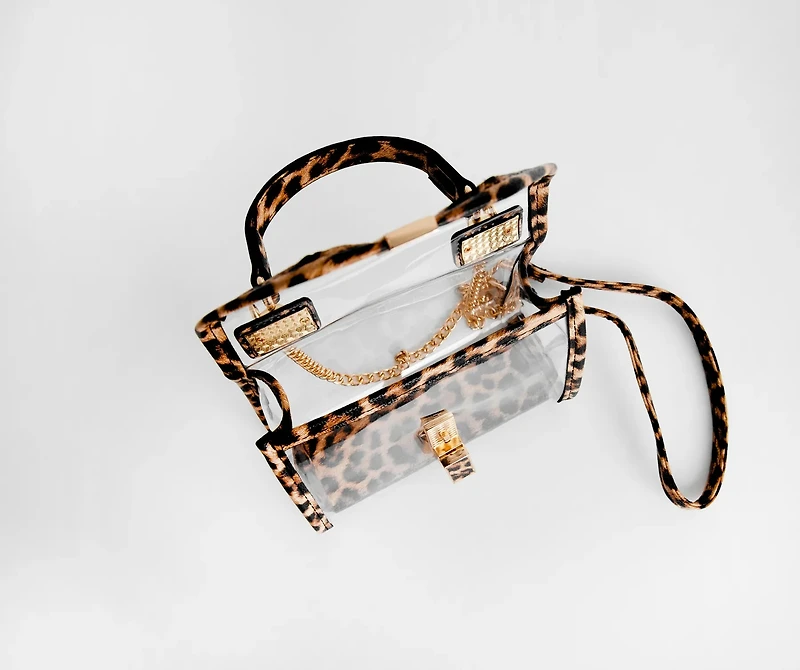 Leopard Trim Clear Mini Purse