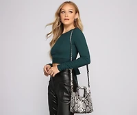 Faux Leather Snake Print Handbag