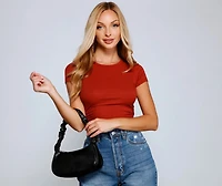 On Trend Faux Leather Shoulder Bag