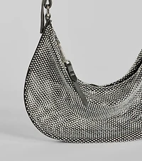 Glam Direction Rhinestone Mesh Shoulder Bag