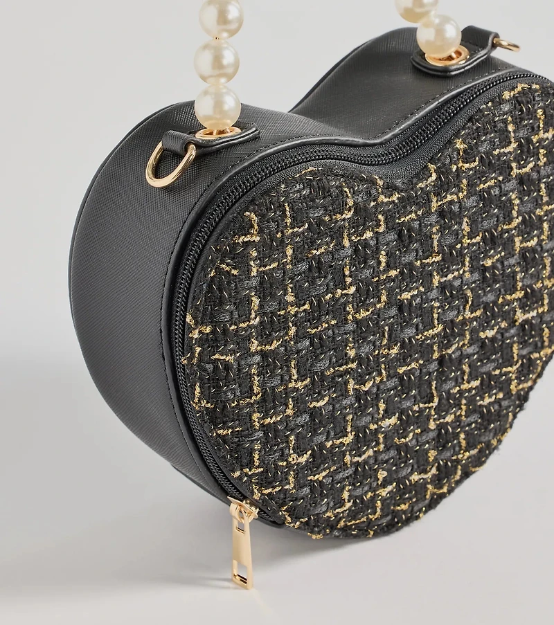 Fab Icon Houndstooth Tweed Heart Bag