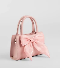 Tres Chic Tulle Bow Faux Leather Handbag
