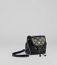 Edgy Quilted Faux Leather Mini Backpack