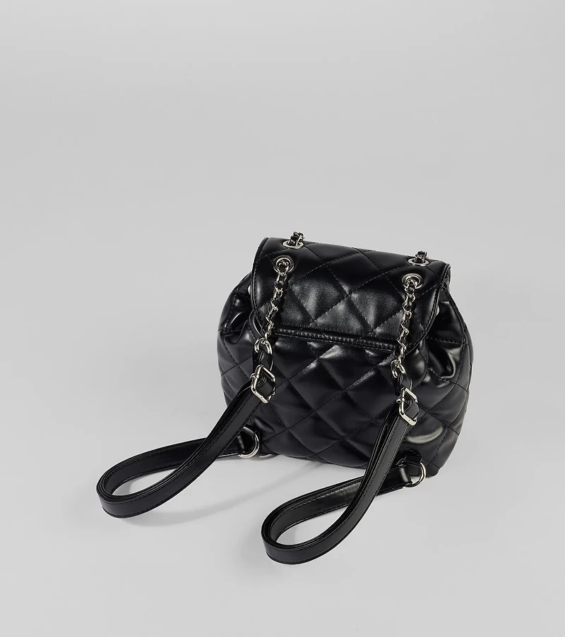 Edgy Quilted Faux Leather Mini Backpack