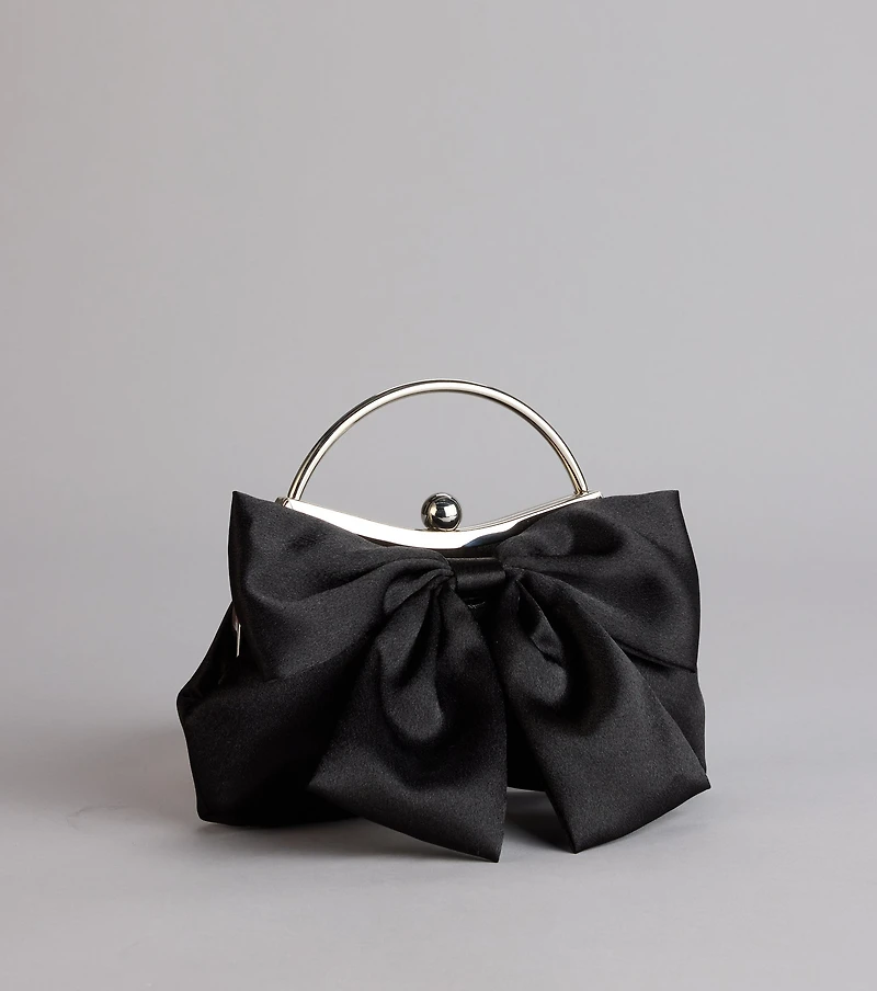 Sweet Luxe Satin Bow Clutch Purse