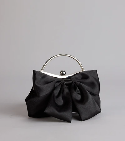 Sweet Luxe Satin Bow Clutch Purse