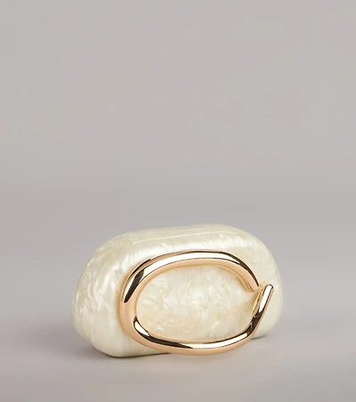 Polished Plans Pearlescent Metal Handle Clutch