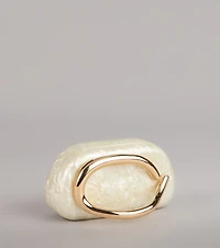 Polished Plans Pearlescent Metal Handle Clutch