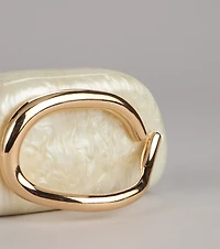 Polished Plans Pearlescent Metal Handle Clutch