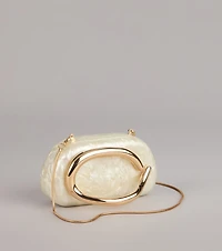 Polished Plans Pearlescent Metal Handle Clutch