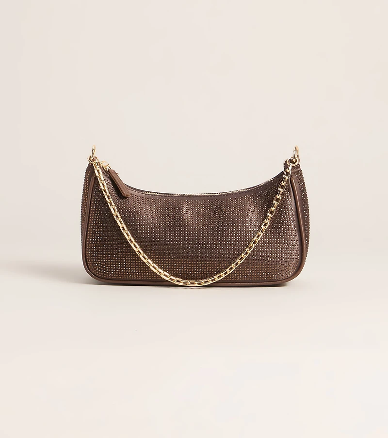 On The List Rhinestone Shoulder Bag