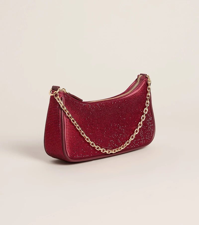 On The List Rhinestone Shoulder Bag