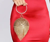 Rhinestone Fringe Sphere Clutch